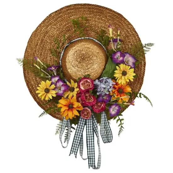 18" Mixed Flower Hat Wreath {1}