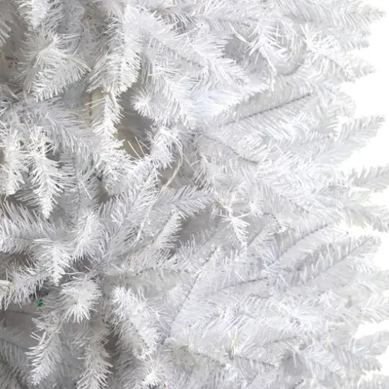 9ft. Pre-Lit Slim White Artificial Christmas Tree, Warm White LED Lights {6}