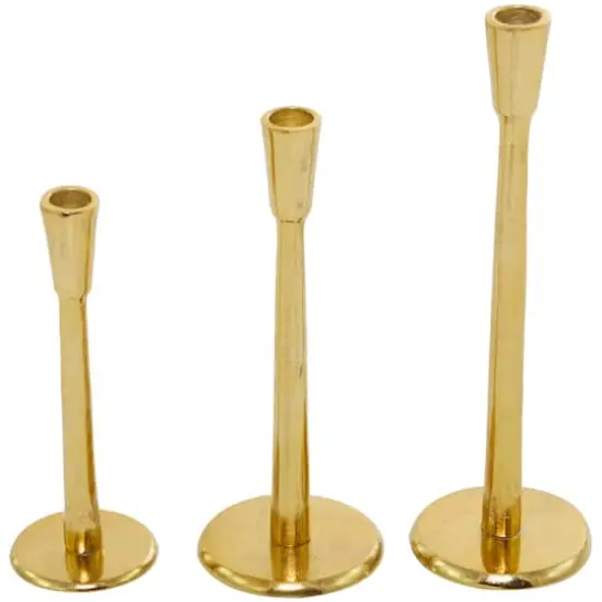 Gold Aluminum Tapered Candle Holder Set {5}