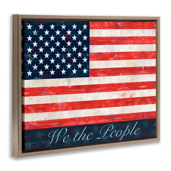 Stupell Industries We The People Flag Floater Framed Art Brown {4}
