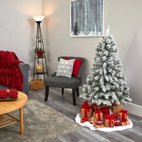 4ft. Unlit Flocked West Virginia Fir Artificial Christmas Tree {7}