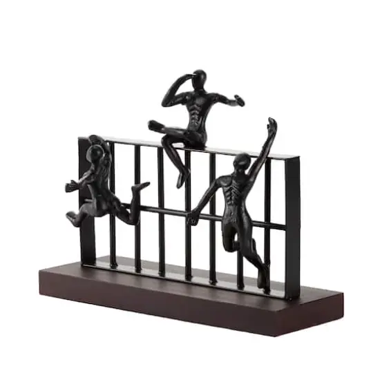 Black Metal Contemporary Sculpture, Climbing 10" x 14" x 9" {3}