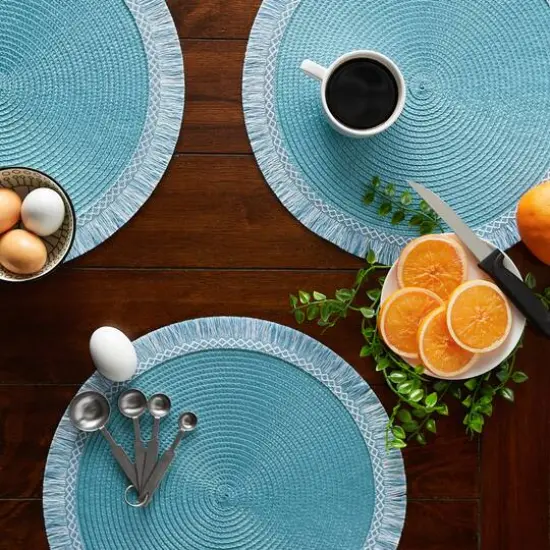 DII&reg; Round Fringed Placemats, 6ct. Storm Blue {7}