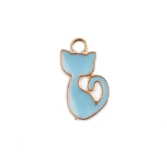John Bead Sweet & Petite Retro Cat Charms, 10ct. Light Blue {1}