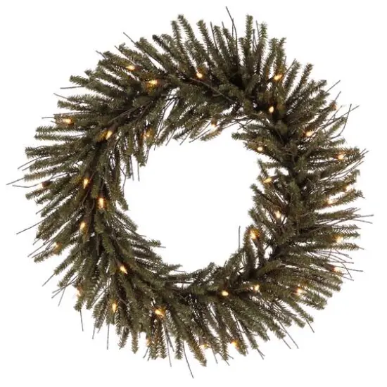 24" Pre-Lit Vienna Twig Christmas Wreath, Warm White LED Lights {1}