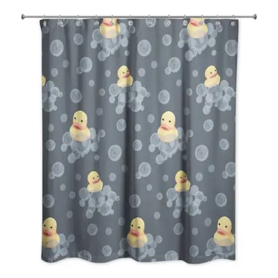 74" Rubber Duckies Shower Curtain Navy {1}