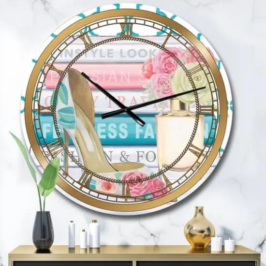 Designart 'Pink Fashion High Heels Ii Glam Wall Clock {3}