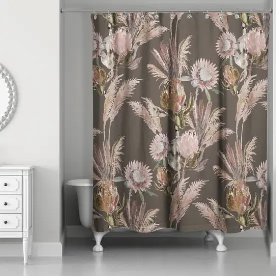 Protea Blooms Shower Curtain Charcoal {3}
