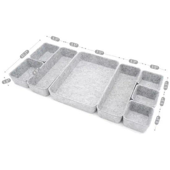 Welaxy Felt 8 Piece Drawer Organizer Tray Set Gray {7}