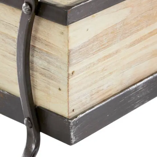 22" Brown Wood Farmhouse Tray {3}