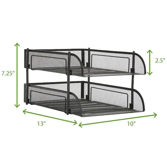 Mind Reader Black 2 Piece Stackable Metal Mesh Letter Tray {4}