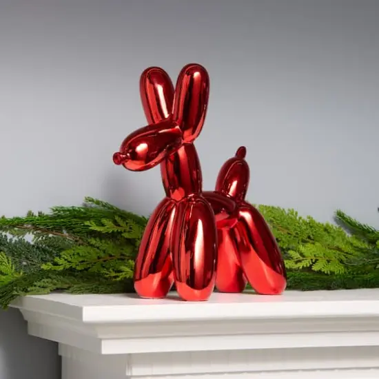 11" Electroplated Red Balloon Dog Figurine {3}