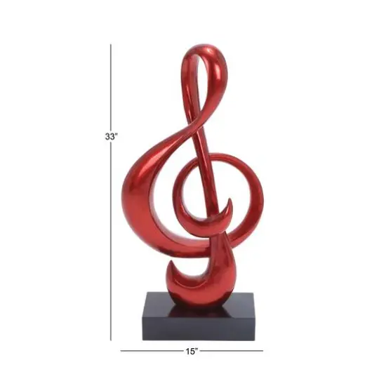 33" Red Polystone Contemporary Abstract Sculpture {11}