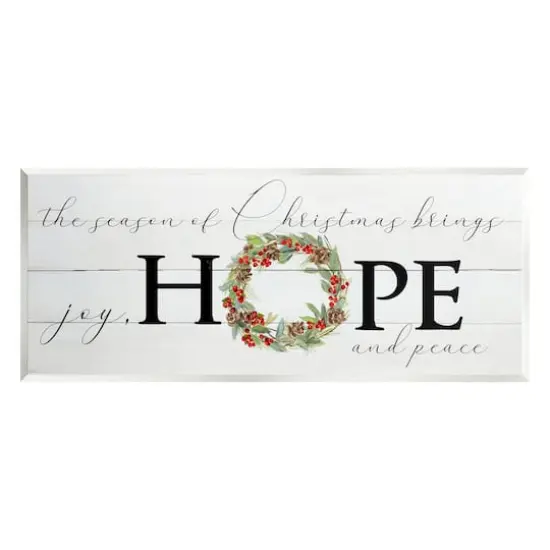 Stupell Industries Joy, Hope & Peace Christmas Wreath Wall Art {1}