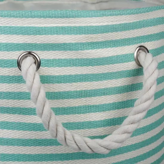 DII&reg; 17" Pinstripe Woven Paper Storage Bin Aqua {5}