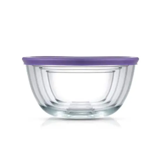 JoyJolt&reg; Glass Mixing Bowls with Lids Set Purple {5}