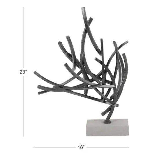 23" Gray Metal Abstract Sculpture {8}
