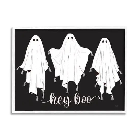 Stupell Industries Hey Boo Three Ghosts Framed Giclee Art White {1}