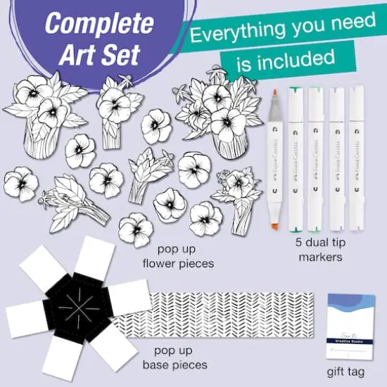 Faber-Castell&reg; Pansies Pop Up Coloring Bouquet {3}