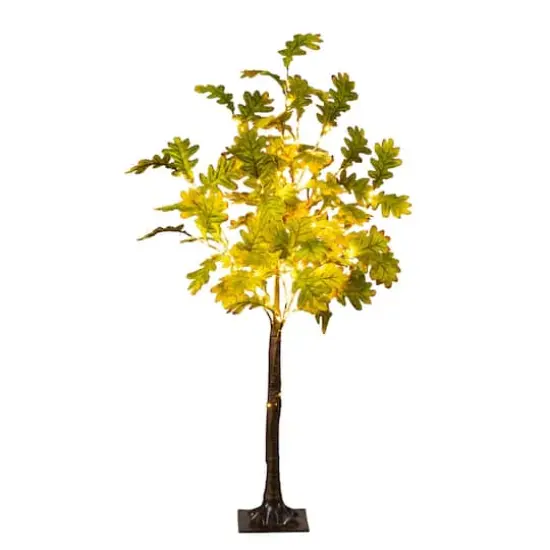 4ft. Pre-Lit Green Autumn Oak Artificial Fall Tree with 150 Warm White LED Lights {1}