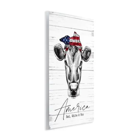 Stupell Industries Americana Cow Red White and Moo Country Farm Quote Wall Plaque Art {4}