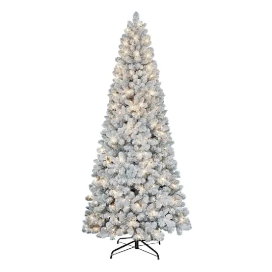 9ft. Pre-Lit Flocked Virginia Pine Artificial Christmas Tree, Clear Lights {1}