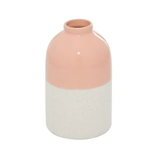 Pink Ceramic Modern Vase, 10" x 6" x 6" {3}