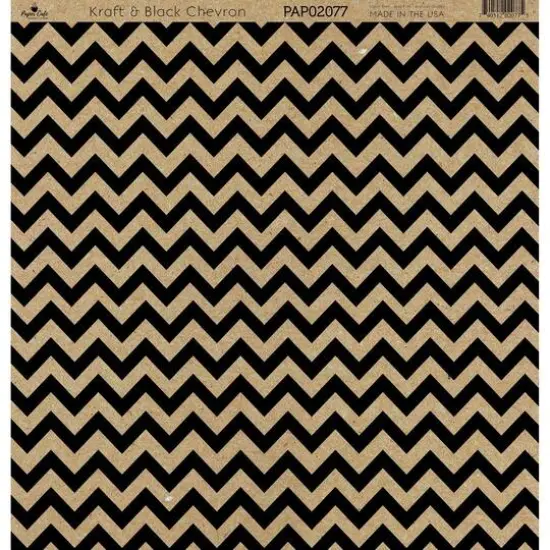 Paper Café Kraft & Black Chevron 12" x 12" Cardstock, 15 Sheets {1}