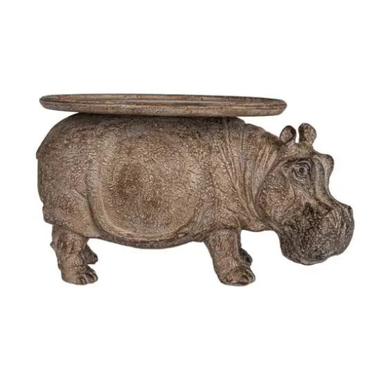 Hello Honey® 16.75" Gray Decorative Hippo Pedestal with Distressed Finish {10}