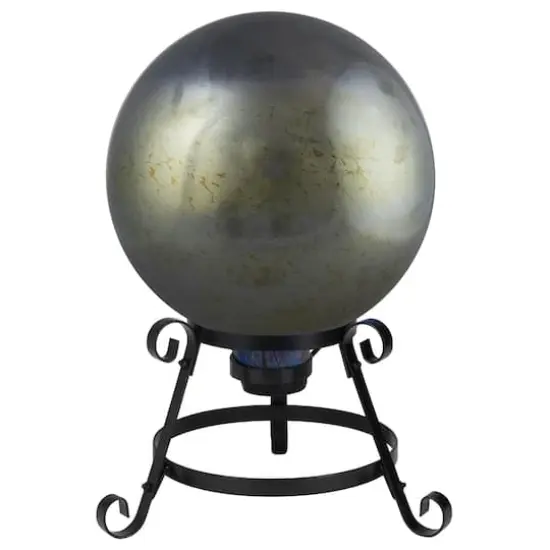 10" Gold and Silver Metallic Mirrored Glass Garden Gazing Ball {3}