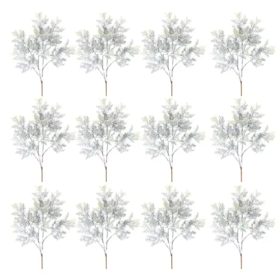 White Flocked Cedar Branch, 12ct. {1}