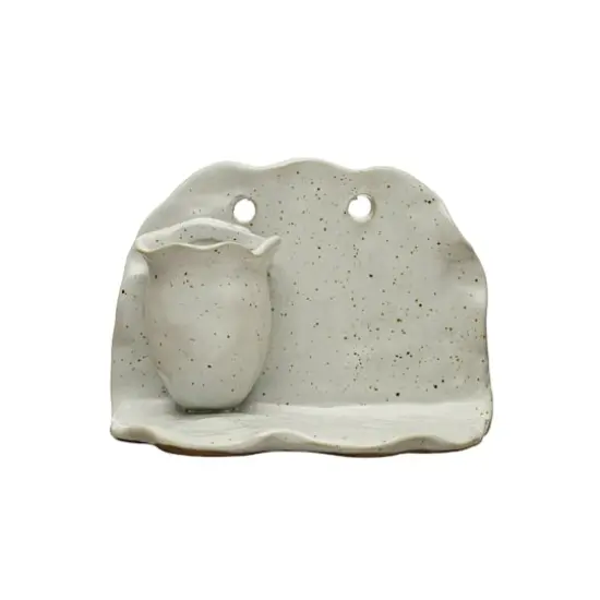 Hello Honey&reg; 6.5" Ivory Stoneware Wall Shelf with Vase {1}