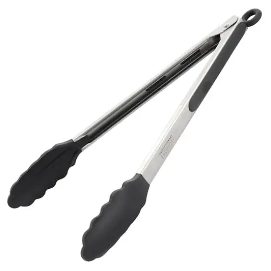Martha Stewart Everyday Gray Silicone Smart Lock Kitchen Tongs {1}