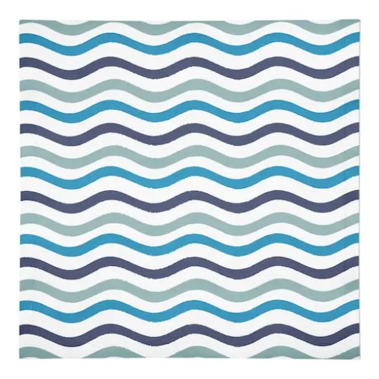 Blue Wavy Lines Cotton Twill Napkin {1}