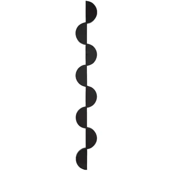 Black Wood Slim Stacked Chain 8 Layer Wall Mirror with Half Moon Pattern 7" x 1" x 59" {4}