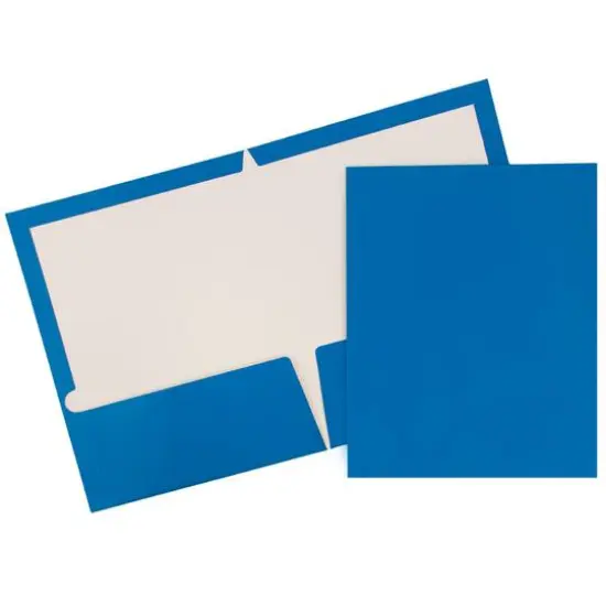 JAM Paper Glossy Laminated Two Pocket Folders, 25ct. Blue {1}