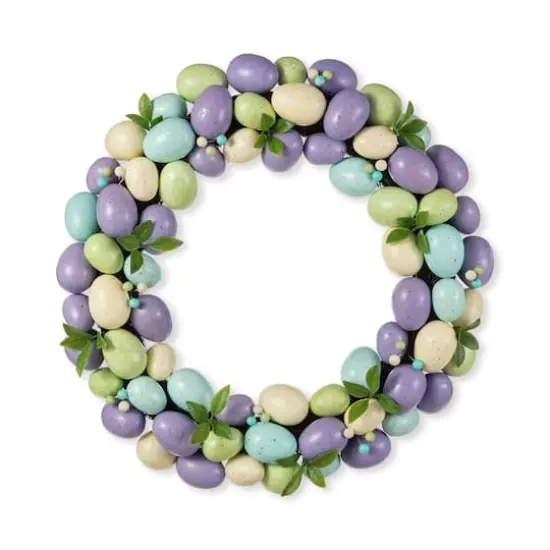 Glitzhome&reg; 18" Easter Purple Hue Eggs Wreath {1}