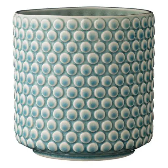 Hello Honey&reg; Round Polka Dot Stoneware Flower Pot Brown {2}
