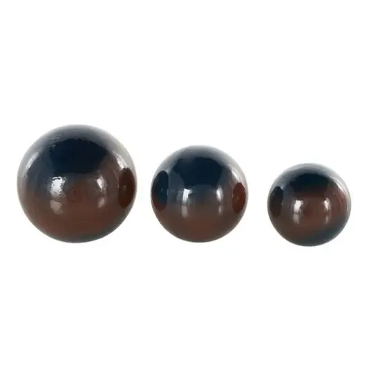Blue with Brown Stripe Abstract Brushed Decorative Orbs & Vase Filler Set {14}