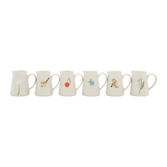 Hello Honey® White Stoneware Creamer with Hand-Painted & Embossed Birds Set {1}