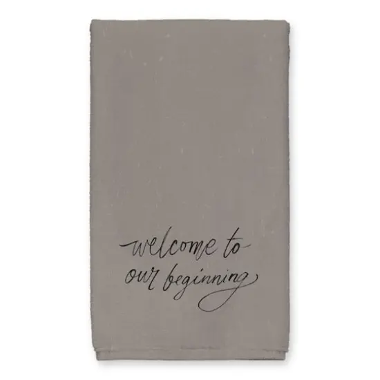 Welcome to Our Beginning Tea Towel Set Gray {3}