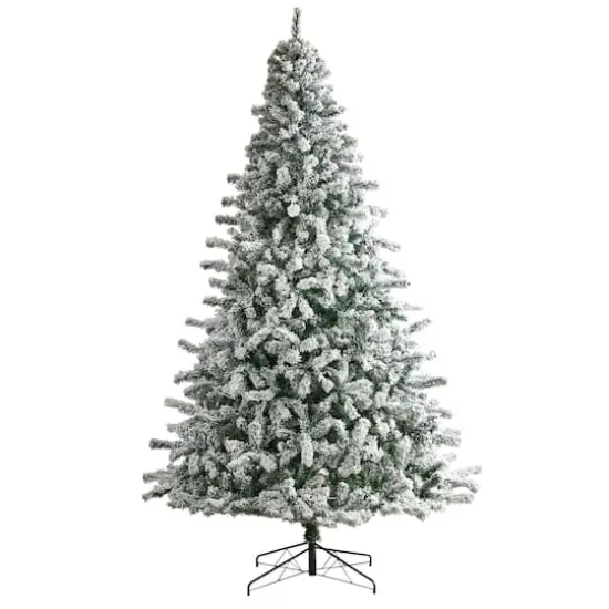 10ft. Pre-Lit Flocked Rock Springs Spruce Artificial Christmas Tree, Clear LED Lights {4}