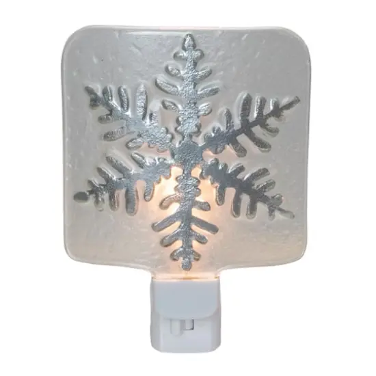 Silver Snowflake Glass Christmas Night Light {1}