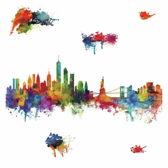 RoomMates New York City Watercolor Skyline Peel & Stick Decals {1}