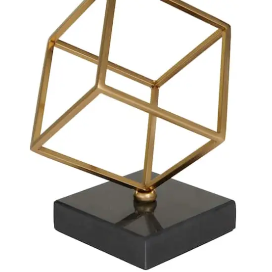 17" Black Marble Gymnast Sculpture with Gold Cube Base {5}