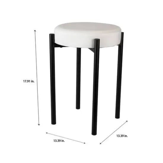 Home Details 18" Velour Vanity Stool White {5}