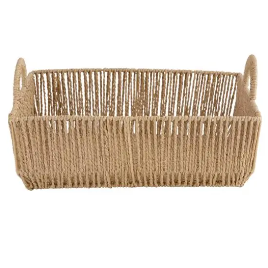 Simplify Large Vertical Weave Shelf Storage Basket with Round Handles {6}
