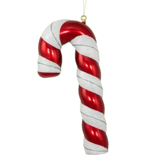 22" Shatterproof Candy Cane with Green Glitter Commercial Ornament {1}