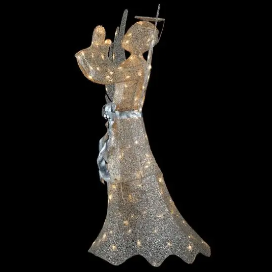 53" Pre-Lit LED Champagne Gold Praying Angel {8}