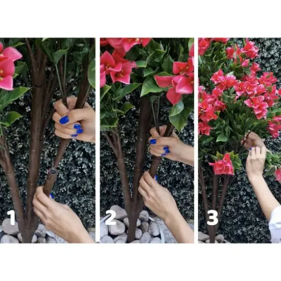 GreenSmart Dekor 4ft. Artificial Bougainvillea Plant in Black Pot  {9}